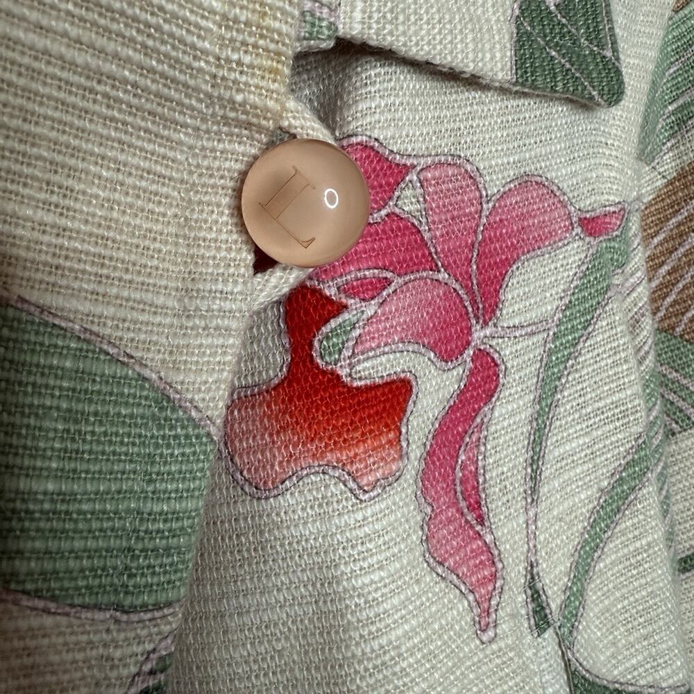 Vintage Leonard Paris Luxury Cape Blazer‎ Linen Blend Floral Chic S/M Luxury - Picture 3 of 12